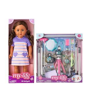 My Life As Aaliyah 18" Doll with My Life As Vlogger Play Set 20 Pieces